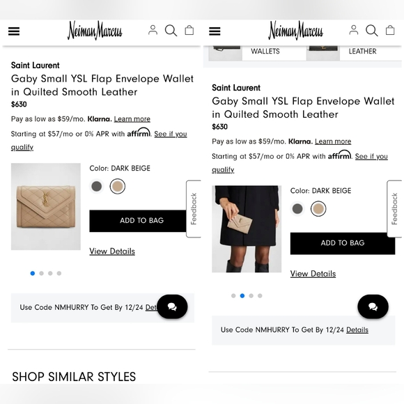 Authentic Pre-owned Yves Saint Laurent Gaby Small Flap Envelope Wallet - Picture 13 of 14